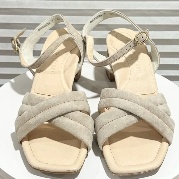 🌹PAUL GREEN🌹Lexi Heel Sandal Camel Tan Suede Block Heel Size: 7